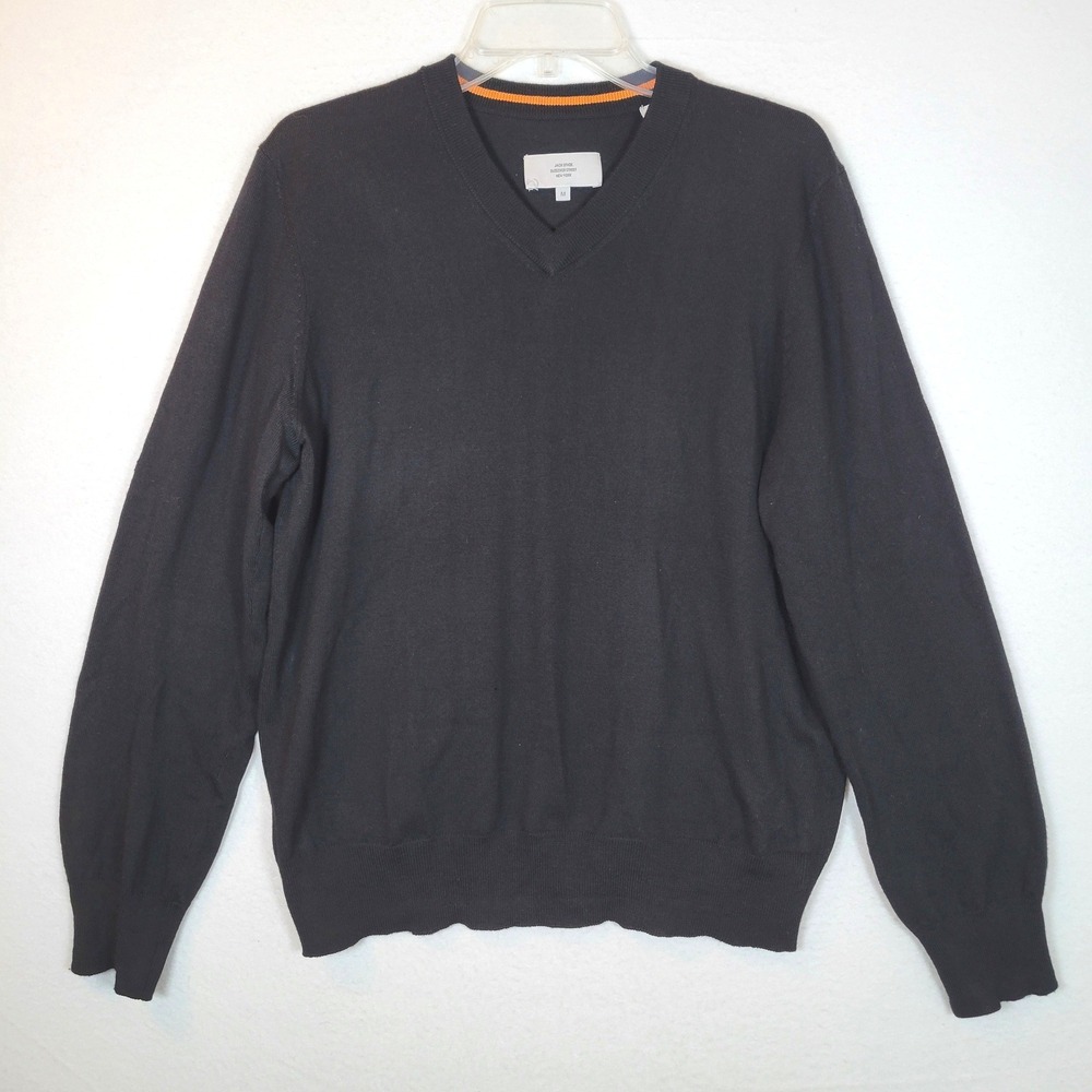 Jack Spade Bleecker Street Mens V-Neck Knit Sweater Shirt Wool Size Medium Black